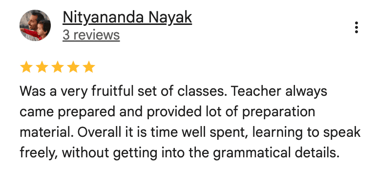 Screenshot of a Google review from a student