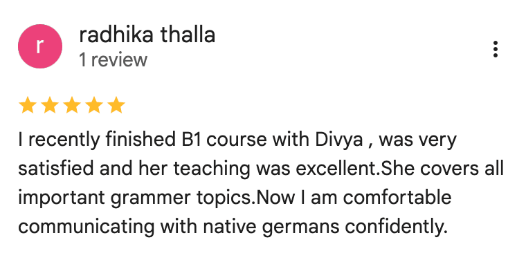 Screenshot of a Google review from a student