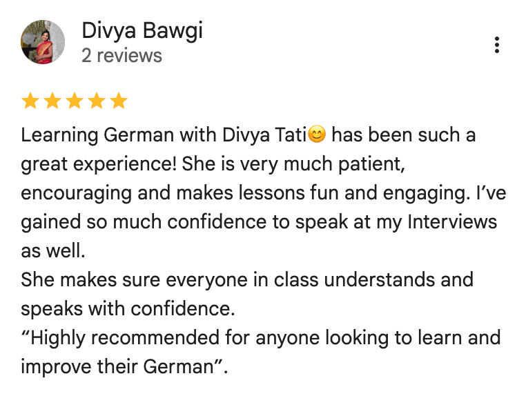 Screenshot of a Google review from a student