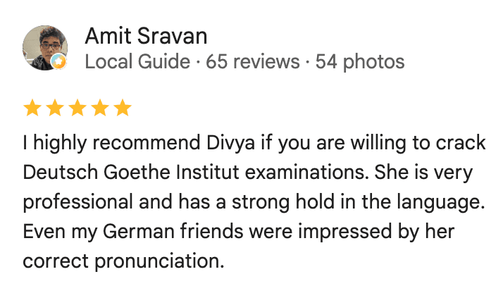 Screenshot of a Google review from a student